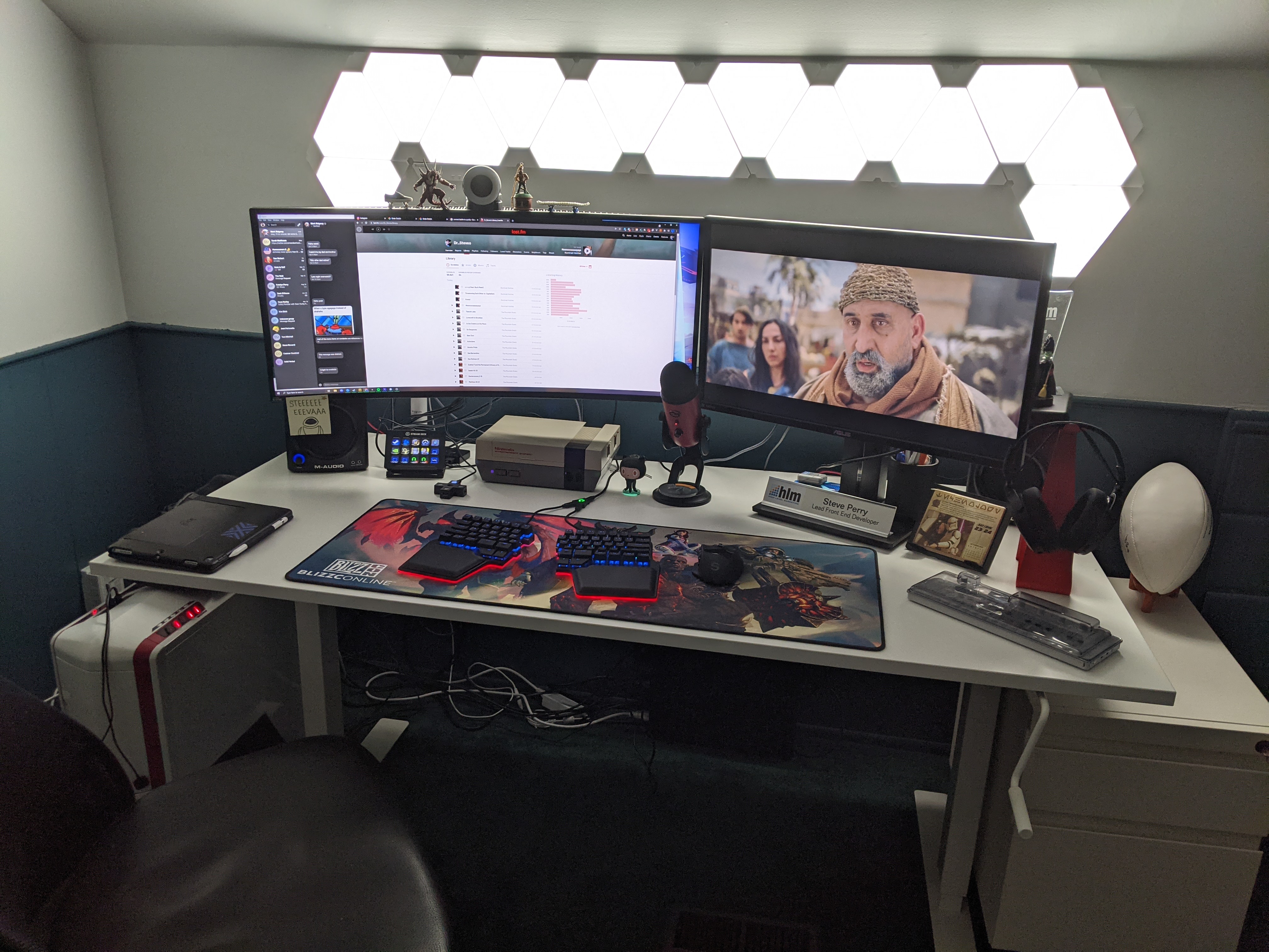 The desk at which I work