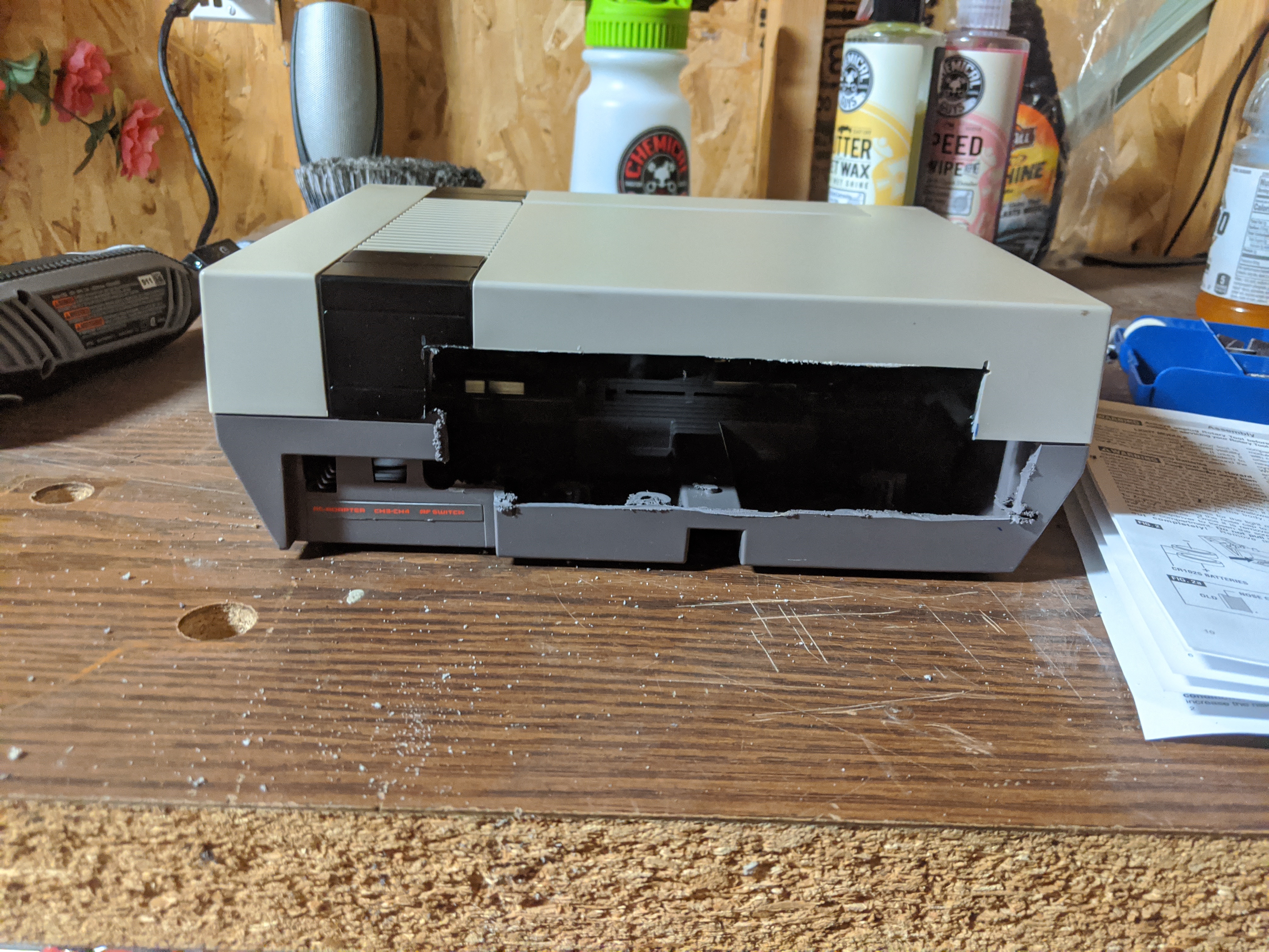 An admittedly terrible dremel job. Measure twice, cut once, still mess up